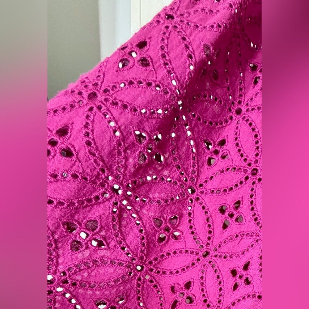 NWT J.Jill Knit Eyelet Dress 2X Berry Pink 3/4 Sleeve Casual - Picture 5 of 8